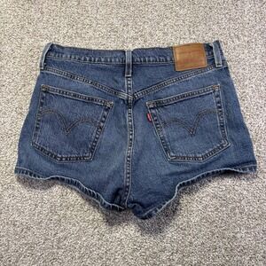 Levis 501 Shorts Womens W30 Medium Wash Blue Denim Cutoff High Rise Button Fly